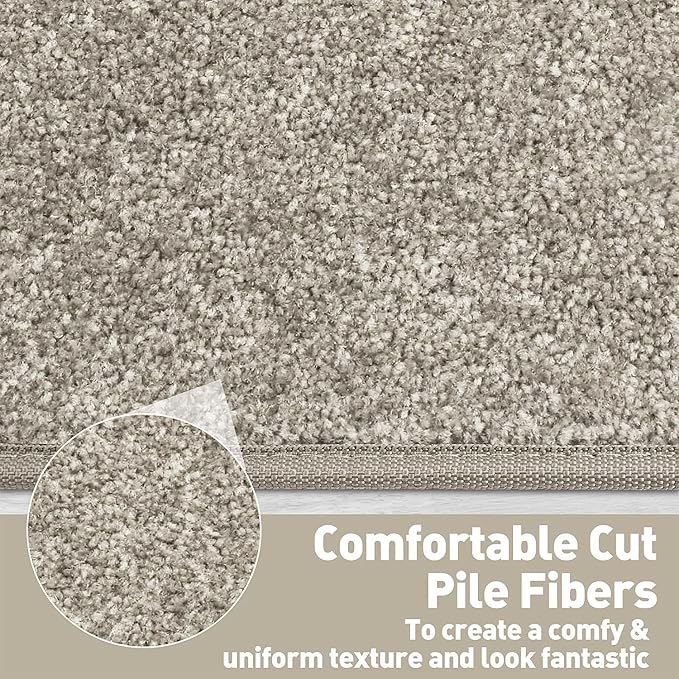 PURE ERA Carpet Stair Treads Tape Free Non Slip Indoor Stair Carpet Stair Protectors Pet-Friendly Non-Slip Skid Resistant Washable Reusable 8" x 30"(7 Pieces,Cream Gray)