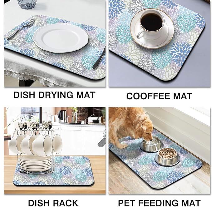 Fun Coffee Mat 19inx12in,Coffee Bar Mat for Countertops,Absorbent Hide Stain Anti-Slip Coffee Bar Accessories Fit Under Coffee Machine Mat,dish Drying Mats for Kitchen