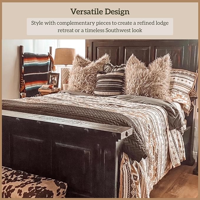 Paseo Road Desert Sage Twin Quilt Set, 2 Piece Rustic Western Bedding Set with Pillow Sham, Lightweight Reversible Cotton Quilt with Southwestern Aztec Pattern, Soft Breathable Cozy Boho Bedding