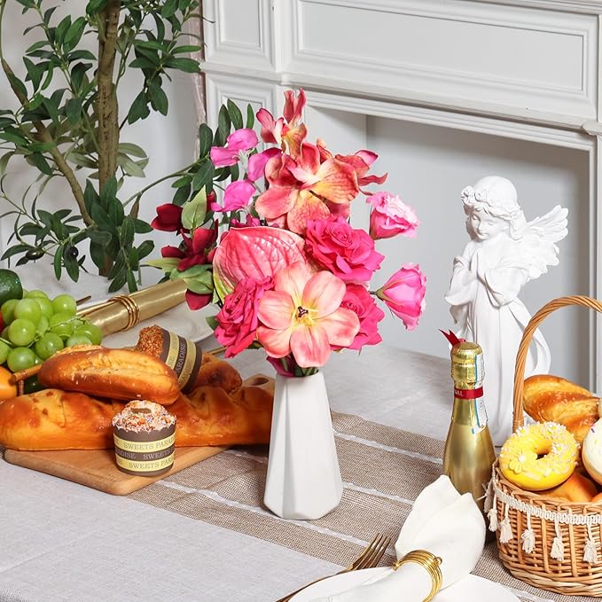 CEWOR Artificial Flowers Fake Flowers for Vase Silk Faux Flowers for Wedding Bouquets Flower Arrangements Floral Table Centerpieces Home Kitchen Garden Party Décor (Pink)