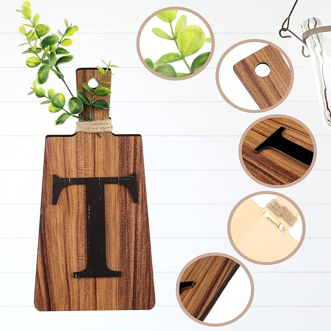 Jetec Cutting Board Eat Sign Set Hanging Art Kitchen Eat Sign Farmhouse Fork and Spoon Wall Decor Rustic Primitive Country Kitchen Decor for Home over Cabinet Decoration(Gray, White, Brown)