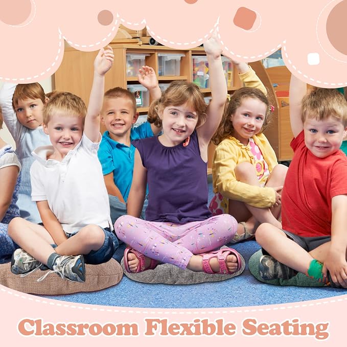 Fumete 8 Pcs 16 Inch Floor Cushions Pillow for Kids Bulk Classroom Round Flexible Seating Floor Cushions for Students Home Daycare School Reading Corner Yoga Meditation Picnic (Cloudy Pastel)