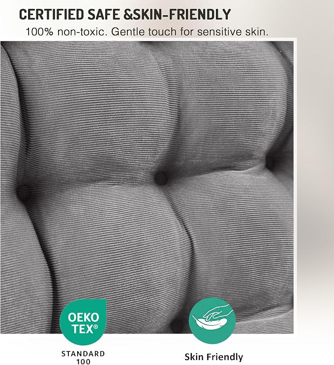 Meditation Floor Pillow Set of 2, Square Large Pillows Seating for Adults, Tufted Corduroy Cushion for Reading Corner, Dorm Room and Living Room, Grey, 22x22 Inch