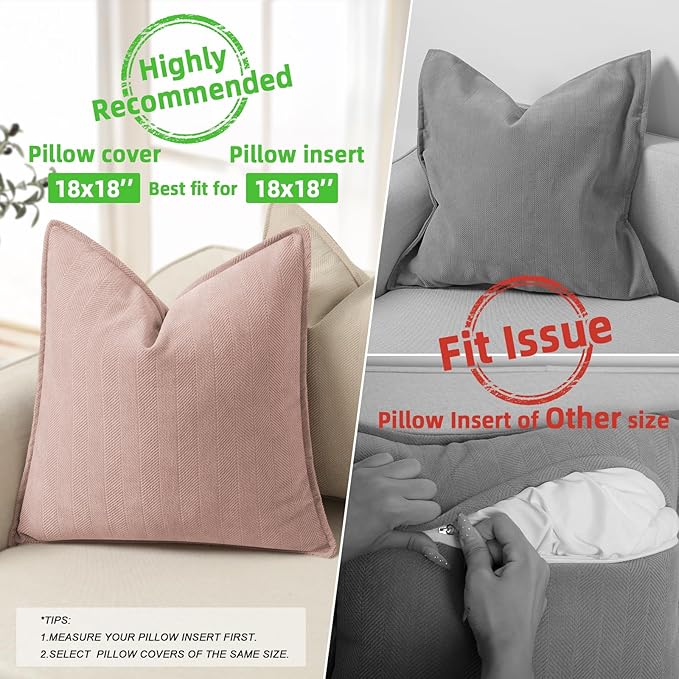 ZWJD Dusty Pink Valentine Pillow Covers 18x18 Set of 2 Chenille Throw Pillow Covers with Elegant Design Soft and Luxurious Decorative Throw Pillows for Couch, Bed, and Home Decor
