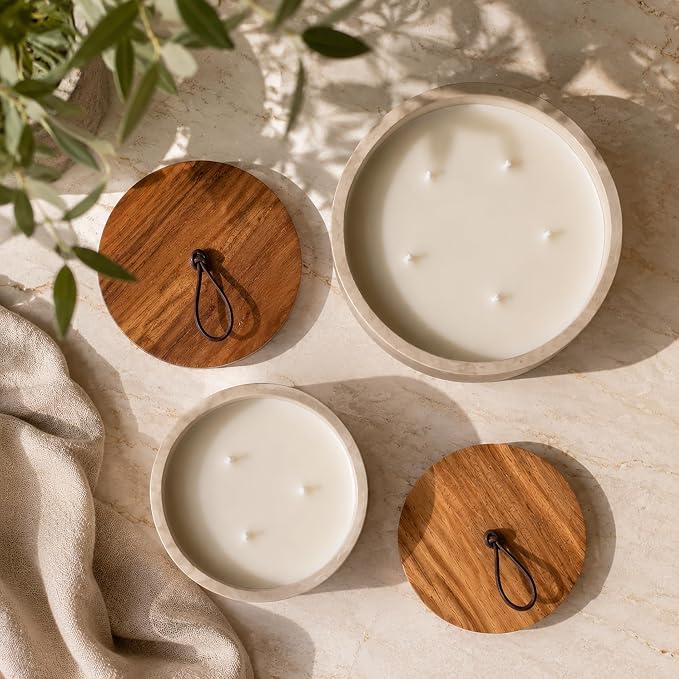 5-Wick Scented Candle-Vanilla & Cinnamon & Milk,Soy Coconut Wax Blend Candle with Acacia Wood Lid,44oz Large Candle,55-Hour Long Burning,Aromatherapy Candle for Home Decor