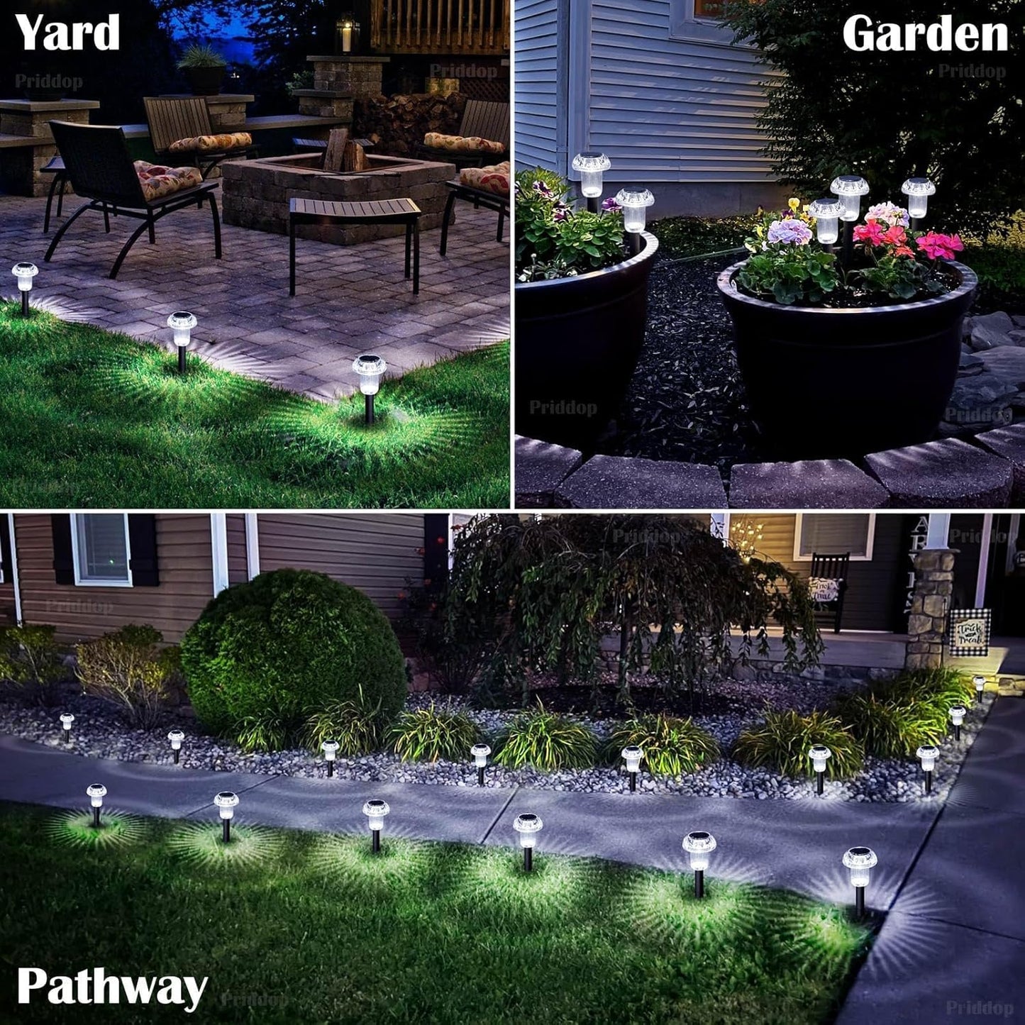 Solar Lights Outdoor Pathway Waterproof 8 Pack Cold White LED Acrylic Mushroom Decorative Garden Lights for Yard Landscape Patio Outside Decor