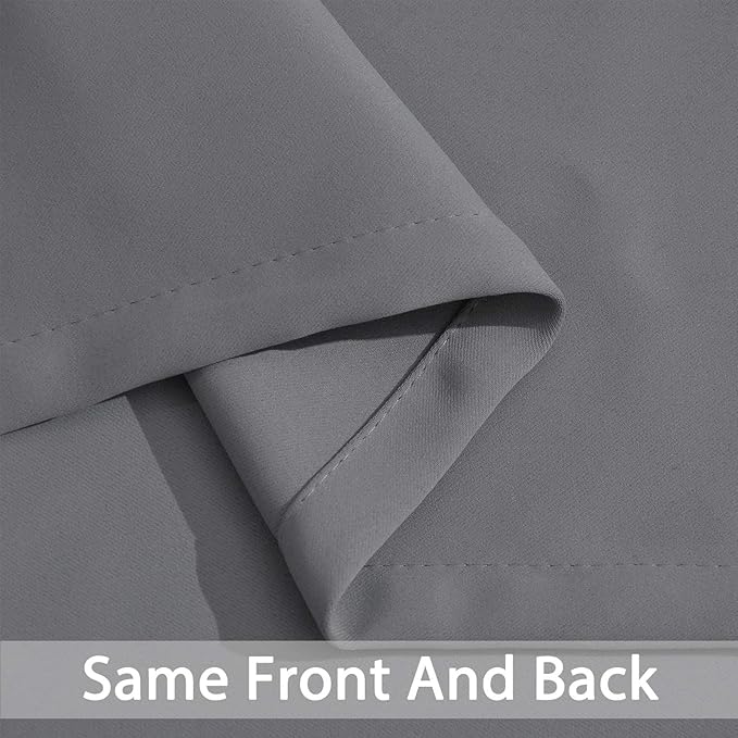 Yakamok Blackout Curtains Room Darkening Thermal Insulated Window Panels,Solid Grommet Top Drapes for Bedroom/Living Room(62Wx96L, Grey, 2 Panels)