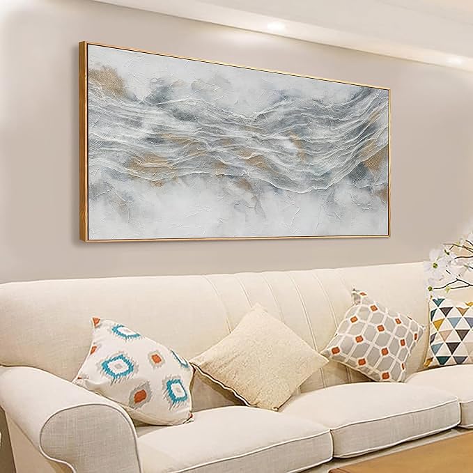 Abstract Wall Art Framed Home Artwork Decor Simple Modern Art Pieces With Gold And Gray Textures Modern Minimalist Canvas Painting Living Room Decor For Bedroom Office Wall Decor 24"X 48"