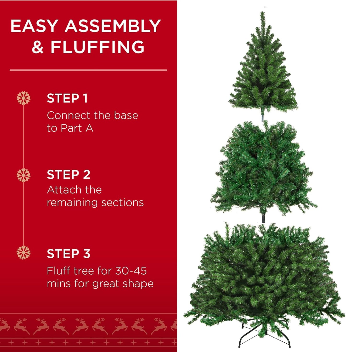Best Choice Products Artificial Christmas Tree, 7.5ft Premium Unlit Realistic Spruce Holiday Décor w/Dense Branches, Easy Assembly, Metal Base
