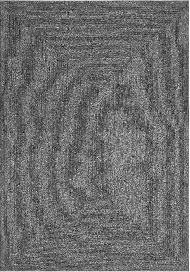 Superior Indoor Outdoor Area Rug, Handwoven Reversible Braided Home Decor for Living Room, Kitchen, Entryway, Patio, Front Porch, Deck, Modern, Boho, Farmhouse Style, 6' x 9', Charcoal