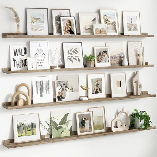 FLYJOE Floating Picture Ledge Shelves for Wall Set of 4, 72 Inch Wall Shelves with Lip Long Large Nursery Book Shelf for Toys Storage Kids Bookshelf Wall Mounted Living Room Bedroom Decor Frames