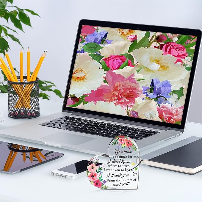 Yinder Thank You Gifts for Women Appreciation Gifts for Coworker Employee Nurse Teacher Leader Boss Inspirational Quotes Acrylic Desk Decor for Home Office Farewell Retirement