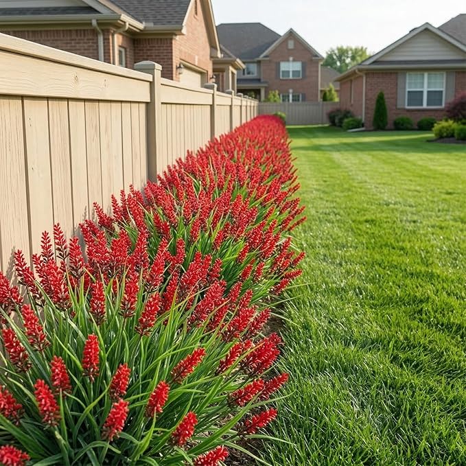 Rowfad 22 Pcs Artificial Outdoor Flowers Fake Outdoor Plants Monkey Grass with Red Flowers for Pot Decor for Window Garden Patio Hanging Planter Pathway Front Porch (22, Red)