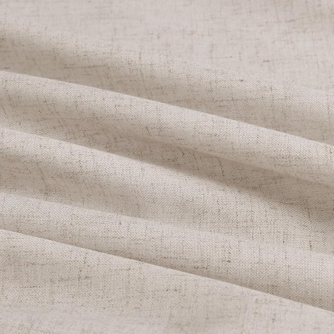 Birch Beige Pinch Pleated Linen Curtains 90 Inches Long 2 Panels for Living Room Bedroom Vintage Neutral Modern Back Tab Privacy Light Filtering Semi Sheer Pinch Pleat Drapes with Hooks Rings 40x90