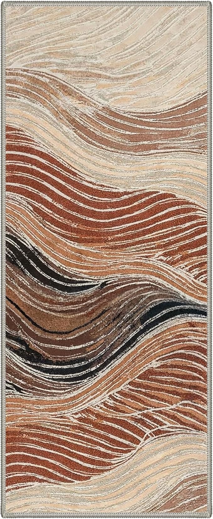 BEIMO Runner Rug for Hallway Kitchen, 2x5 Machine Washable Runners Rug for Entryway, Soft Modern Abstract Throw Rugs, Low Pile Floor Cover with Non Slip Backing, Caramel Sand