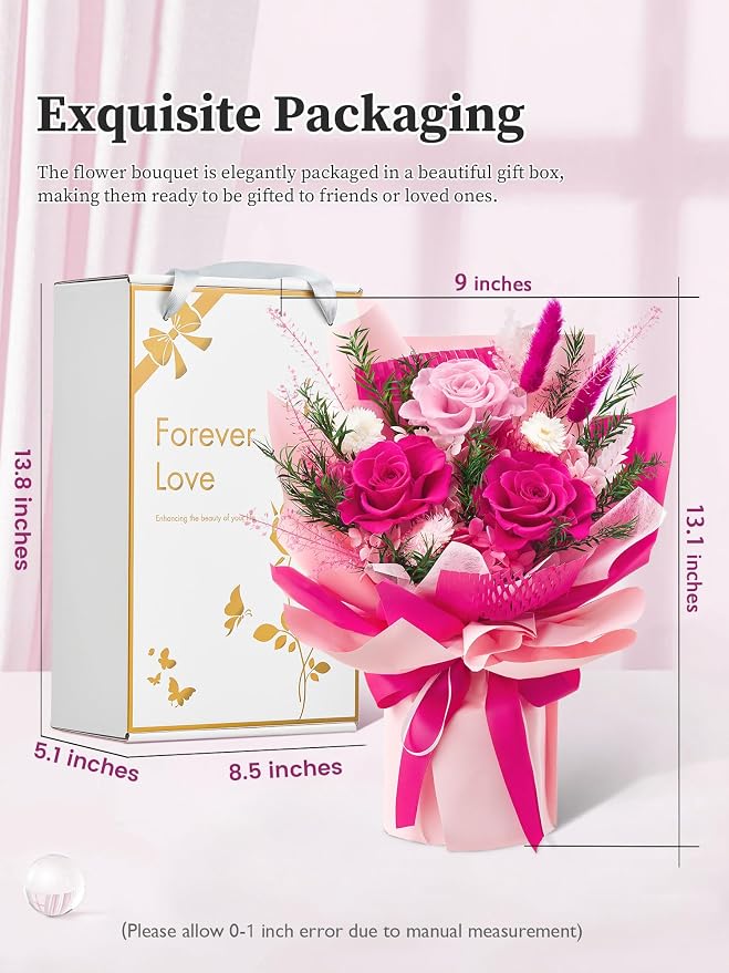 Preserved Flowers Bouquet, Flowers for Delivery,Long-Lasting Real Rose | Mothers Day Forever Flowers Roses Bouquet, Anniversary Birthday Flowers Gifts for Mom Grandma Women Wife Her