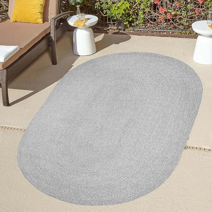 Superior Indoor/Outdoor Area Rug, Reversible Braided Floor Decor for Living Room, Kitchen, Patio, Front Porch, Modern Boho Farmhouse Rugs, Hardwood, Bedroom Accessories, 8' x 10', Slate