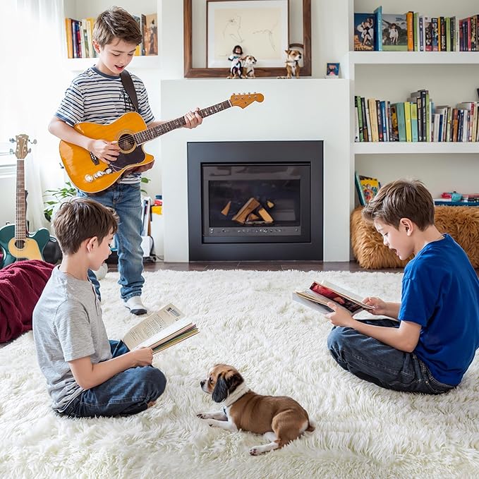 KICHOWUA Thick Area Rug 6x9 Cream White Fluffy Shag for Bedroom Living Room, Soft Plush Washable Thickened Non-Slip Fuzzy Furry Carpet, Modern Shaggy Large Rugs for Kids Nursery Boys Girls Dorm, Ivory