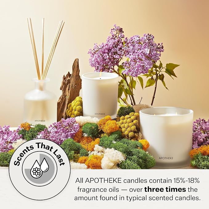 Apotheke Signature Scented Candles for Home, Sea Salt Grapefruit - 10.5 oz - Soy Wax, Non Toxic, Large Jar White - Luxury Candle Gifts for Women & Men - Pepper, Dew Drops, and Tarragon