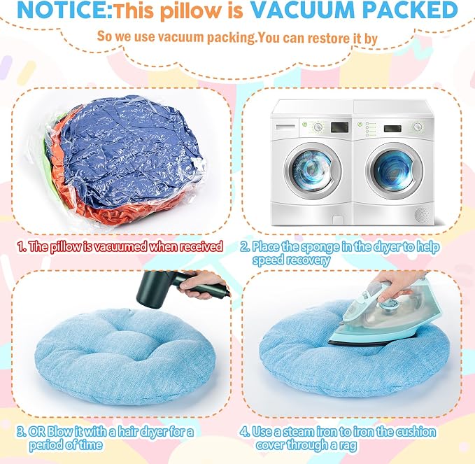 Fumete 24 Pcs 16 Inch Floor Cushions Pillow for Kids Bulk Classroom Round Flexible Seating Floor Cushions for Students Home Daycare School Reading Corner Yoga Meditation Picnic (Pastel Rainbow)