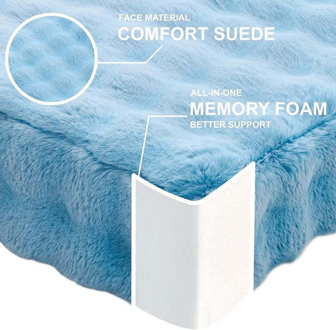 JKMAX 2 Pcs High Density Foam Floor Pillow - Upgraded Large Pillows Seating for Adults - Outdoor Floor Cushion with Soft Tufted Cover - Yoga Pillows for Sitting On Floor - 22 Inch Sky Blue