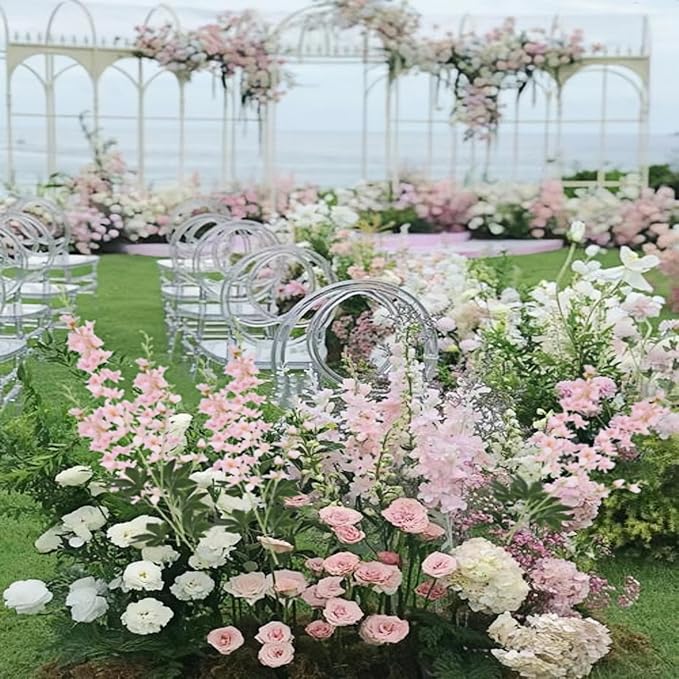 8 pcs Pink Delphinium Artificial Flowers, 34.25''Artificial Snapdragon Flowers Tall Fake Flowers Silk Flowers Faux Delphinium Bulk for Tall Vase Home Wedding Garden Table Decor (Pink)