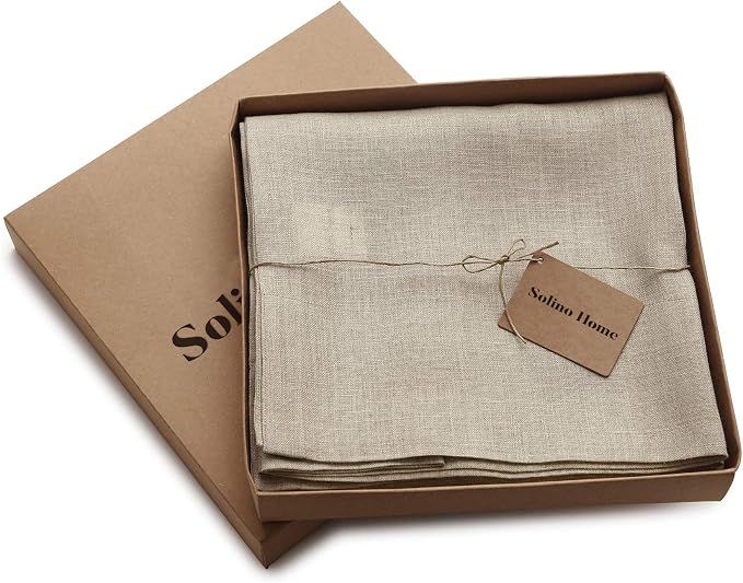 Solino Home Natural Linen Sheer Curtain 120 Inches Long - 100% Pure Linen European Flax Window Treatment Panel 52 x 120 Inch - Light Filtering Rod Pocket Curtain for Living Room, Bedroom - 1 Panel