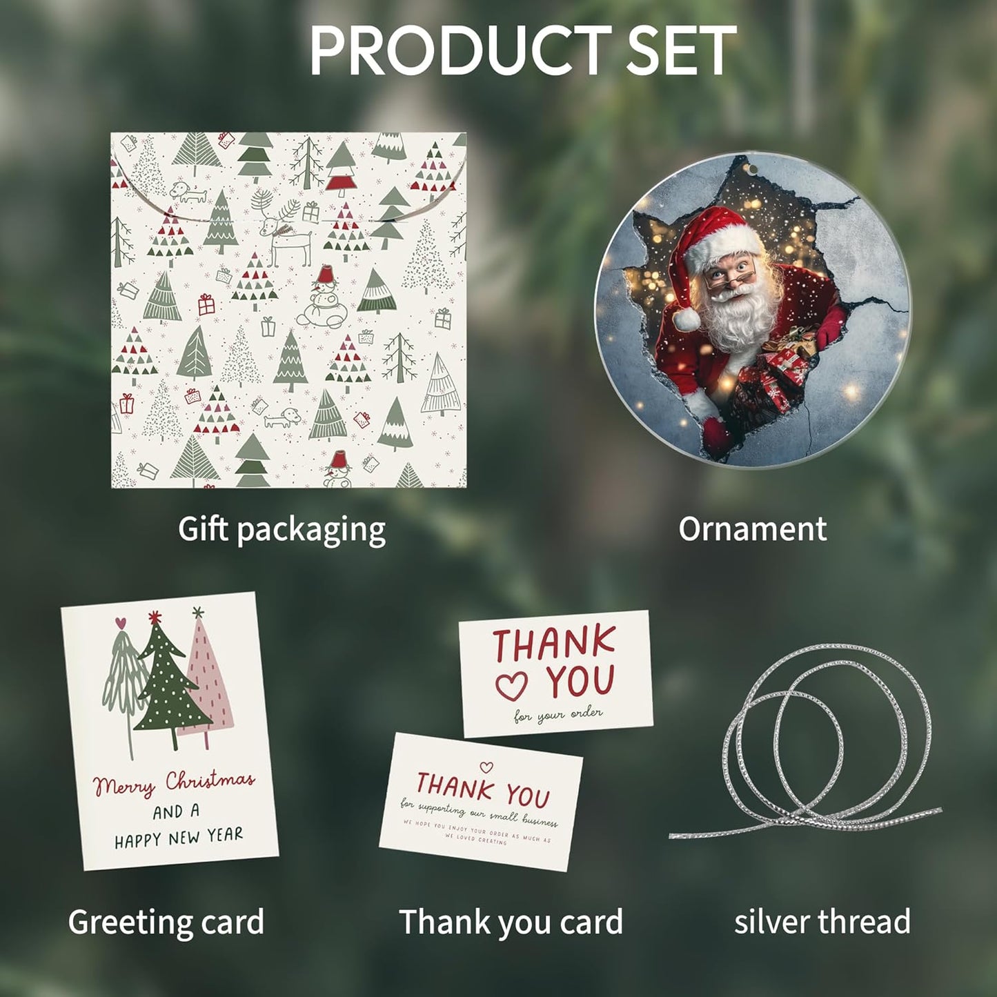 Jabihome Christmas Ornaments 2025, Exchange for Women, Men, Collectible Dated Year Ornaments for Tree, Unique Acrylic Suncatcher, Printed Stained Glass Effect Decor (Santa Peek)