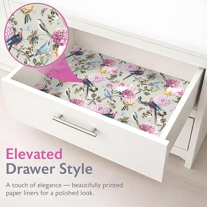 Scented Drawer Liners for Dresser Fragrant Paper Liner for Drawers Cabinet Shelf Linen Closet and Kitchen Scent Liners Non Adhesive (Royal Bloom)