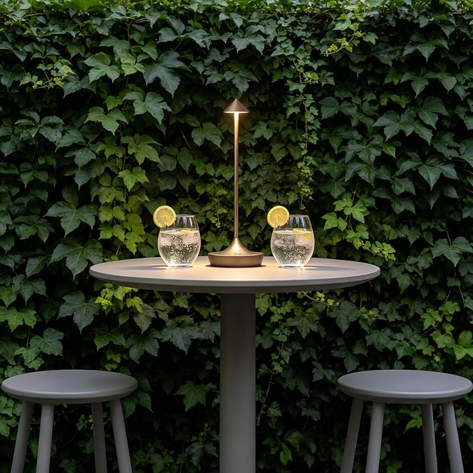 Rechargeable Cordless Table Lamp, Battery Operated LED Lamps | 3-Color Stepless Dimmable, Portable IP54 Waterproof Outdoor Lamps for Patio Dining Bar Home Office (2-Pack Titanium)