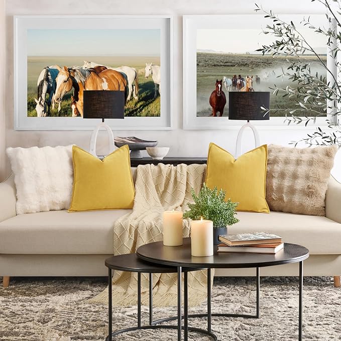 ZWJD Yellow Pillow Covers 18x18 Set of 2 Chenille Throw Pillow Covers with Elegant Design Soft and Luxurious Decorative Throw Pillows for Couch, Bed, and Home Decor