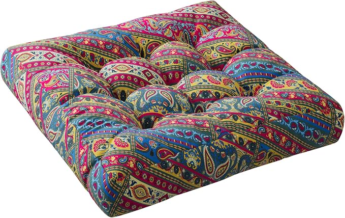 Codi Meditation Pillow, Large Pillows Sitting for Adults and Teens, Boho Cushions for Yoga Living Room Tatami Sitting Home Decor, Memory Foam Added, 22x22 Inch, Multi Blaidiere