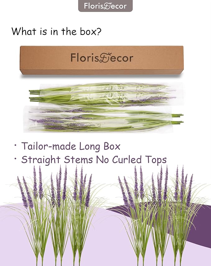 24'' Tall Faux Lily Turf (Liriope Muscari), Realistic Ornamental Grass with Small Violet-Purple Flowers (12 Pack)