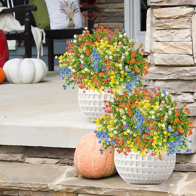 NETAP Outdoor Artificial Flowers UV Resistant, 20 Bundles Fake Realistic Floral Greenery Plants for Outside Porch, Window Boxes, Garden, Yard, Inside Home Table Decor,MixcolorE