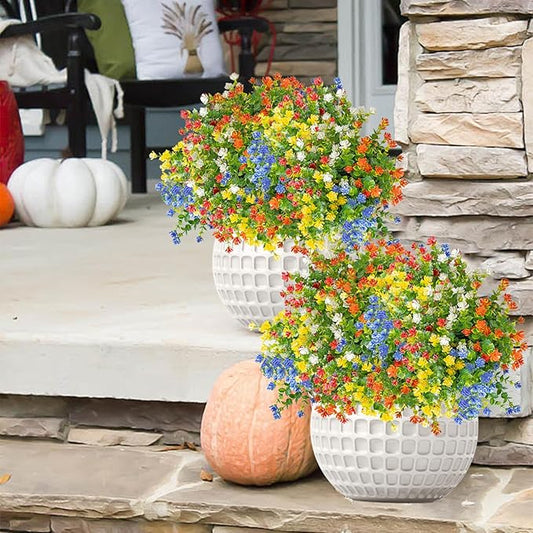 NETAP Outdoor Artificial Flowers UV Resistant, 20 Bundles Fake Realistic Floral Greenery Plants for Outside Porch, Window Boxes, Garden, Yard, Inside Home Table Decor,MixcolorE