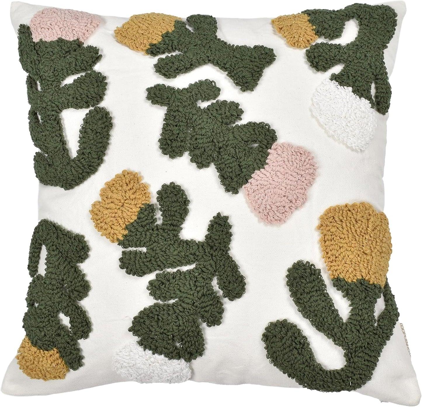 Boho Pillow Covers 18X18 Inch Boho Tufted Throw Pillow Covers Decorative Tassels Cushion Cover Farmhouse Pillow Case for Couch Sofa Bed Living Room Bedroom, Pink Floral