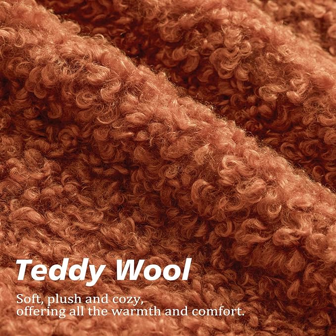 Foindtower 2 Pieces 24x24 Inch Burnt Orange, Faux Fur Throw Pillow Cover Accent Sherpa Furry Pillow Cover Fuzzy Soft Pillowcases Cozy Sheepskin Decorative Fleece Cushion Case for Bed Couch Living Room
