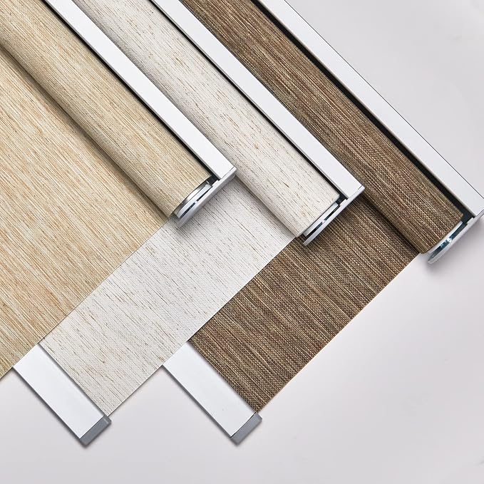 Persilux Custom Size Natural Woven Cordless Roller Shades, Free-Stop Window Shades for Home, Roller Window Shades, Light Filtering Window Blinds for Windows, Kitchen and Door (Brown)