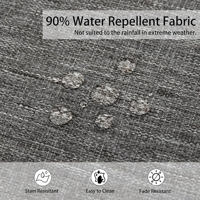 Magpie Fabrics Outdoor 15"x15"x4" Round Bistro Seat Cushions with Ties Set of 2, Tufted Waterproof Patio Floor Chair Pads for Home Garden Balcony Kitchen Office Porch, Heather Grey