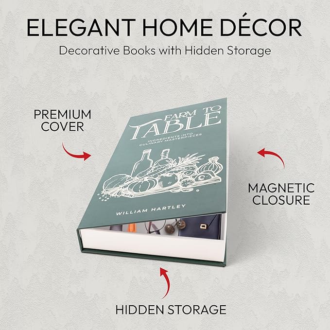 Decorative Books | Green 10 Book Set with 3 Sizes | Preassembled with Hidden Storage | Perfectly Stackable for Easy Home Staging | Book Decor to Elevate Your Space | Home Decor Made Simple!