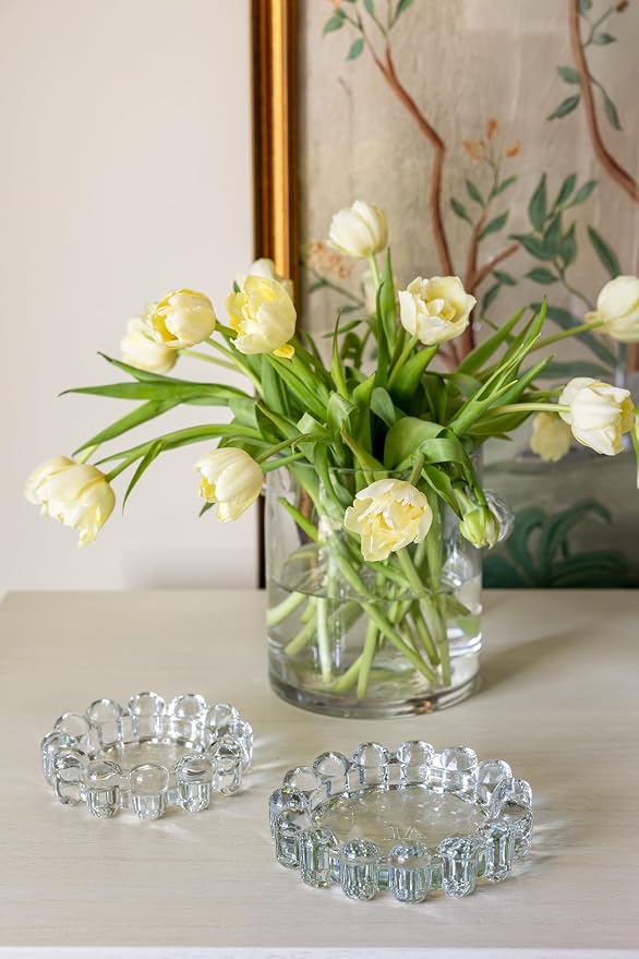 Original Bubble Candle Dish Large by Alice Lane – Amber Glass Decorative Candle Holder for Home Decor, Large Candles & Diffusers