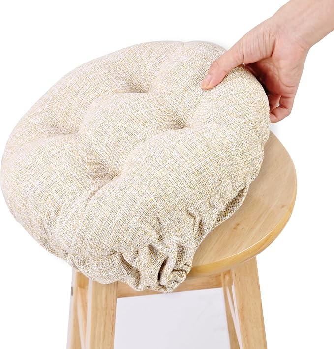 SINOSSO Modern Bar Stool Cushion Dia.13, Fashion Interweaving Design Anti-Skid Silicone Round Stool Seat Cushion Cover Padded (Beige, M,1)