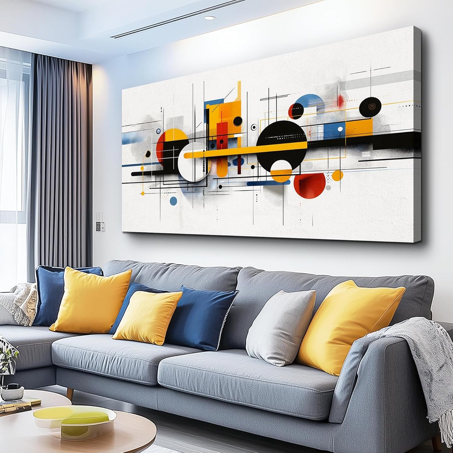 Large Wall Decor for Living Room Canvas Wall Art for Office Wall Decorations for Bedroom Color Line Painting Artwork Room Home Decor 24x48 in