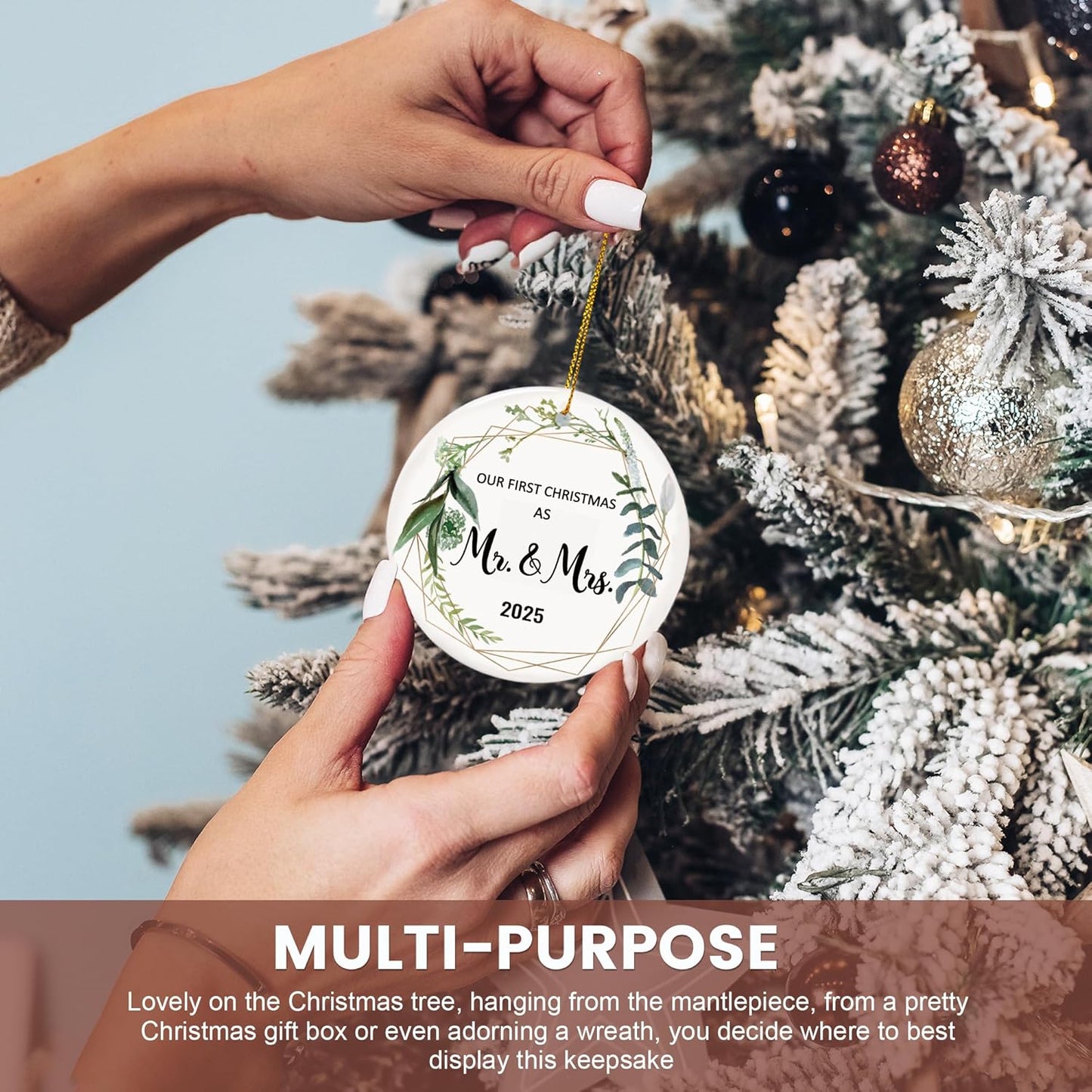 Wedding Gifts for Couples 2025, Our First Christmas Married Ornaments Ceramic, 1st Christmas as Mr Mrs, Bridal Shower Gift, Just Married Gifts, Newlywed Keepsake