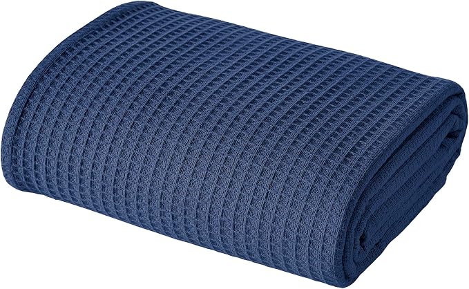 Modern Threads 100% Cotton Waffle Thermal Blanket, Navy, King/California King