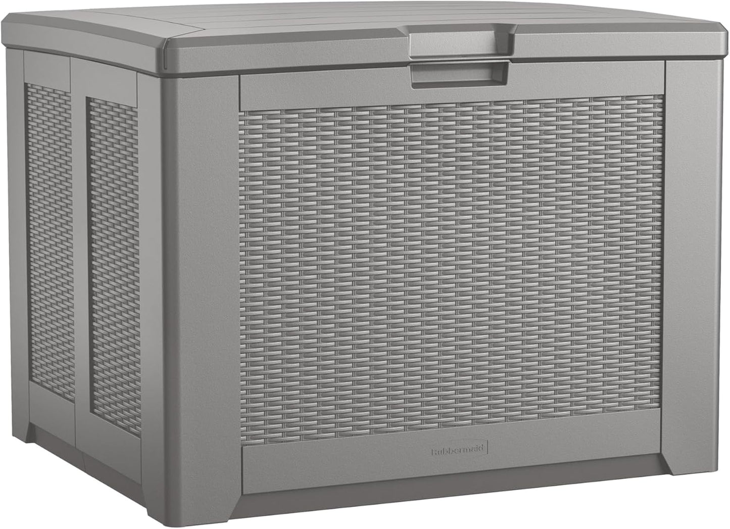 Rubbermaid Medium Resin Outdoor Storage Deck Box (74 Gal) Weather Resistant Gray Deck Organization for Home/Backyard/Pool Chemicals/Toys/Garden Tools/Porch/Patio Cushions