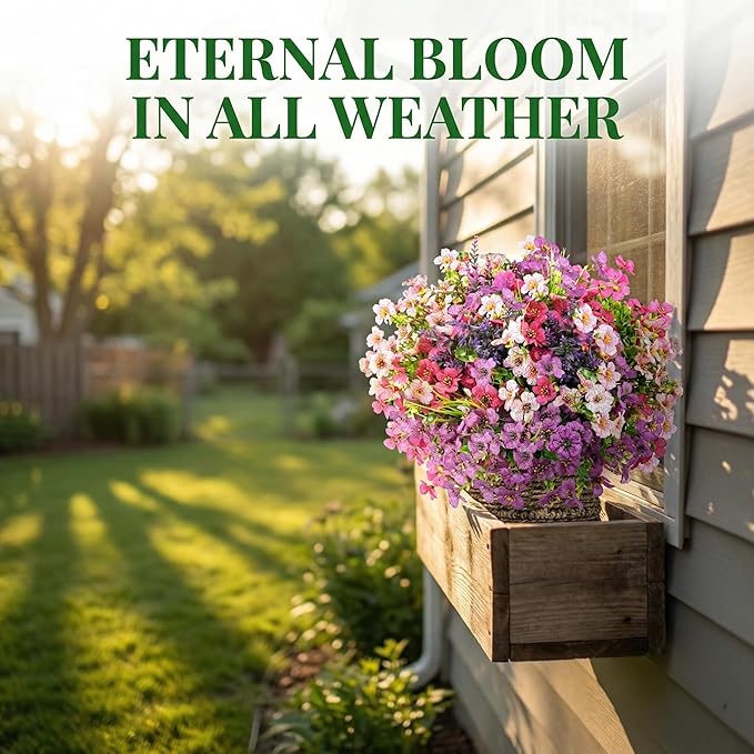trytuny Artificial Flowers for Outdoor, UV Resistant Realistic Fake Flowers and Faux Plants for Indoor Outdoor, Garden Patio Porch Window Box Decor All Year (20pcs - Mixed Color)