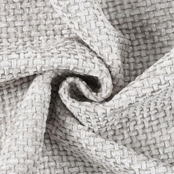MADIZZ Decorative Chenille Velvet Throw Pillow Covers Set of 2 Soft Boho Textured Neutral Couch Throw Pillow for Bed Modern Farmhouse Home Decor for Sofa Livingroom Oatmeal 18x18 Inch