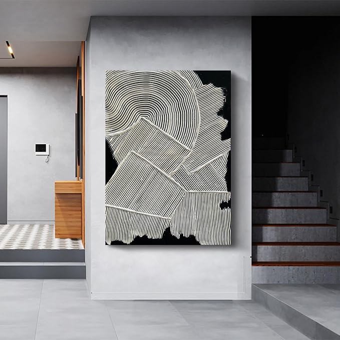 NANKAI Art Hand-Painted White Texture Abstract Art Oil Painting 40x28 inch Office Corridor Abstract Wall Decoration