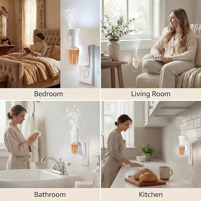Saillong 6 Pack Wall Fragrance Plug with Night Light, Compatible with Bath & Body Works WallFlower Refills, ETL Certified, Rotatable Plug Design Fragrance Diffuser for Home & Office